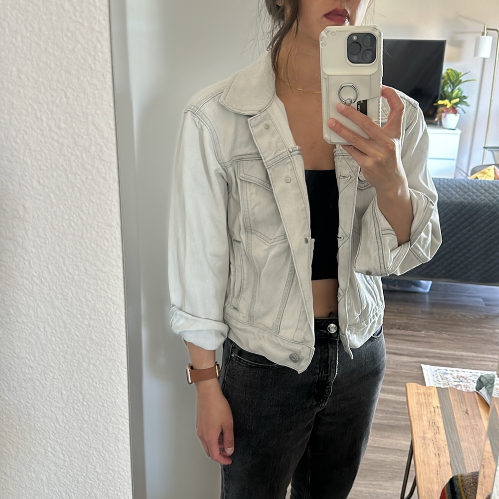 Madewell trucker cropped jean jacket Glenrich wash